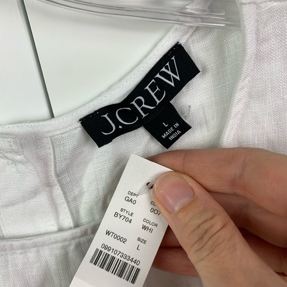 NWT J. Crew Maxine Button-Back Top 100% Linen White LARGE Minimalist Classic - Picture 4 of 7